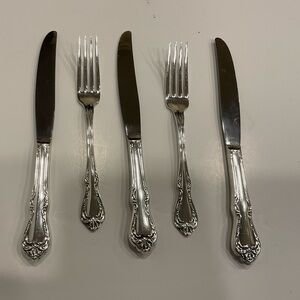 5 PIECES WM A ROGERS CHALICE PLATED FLATWARE